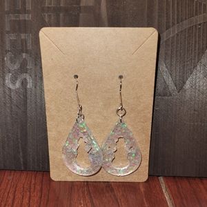 Clear glittery Christmas snowman earrings